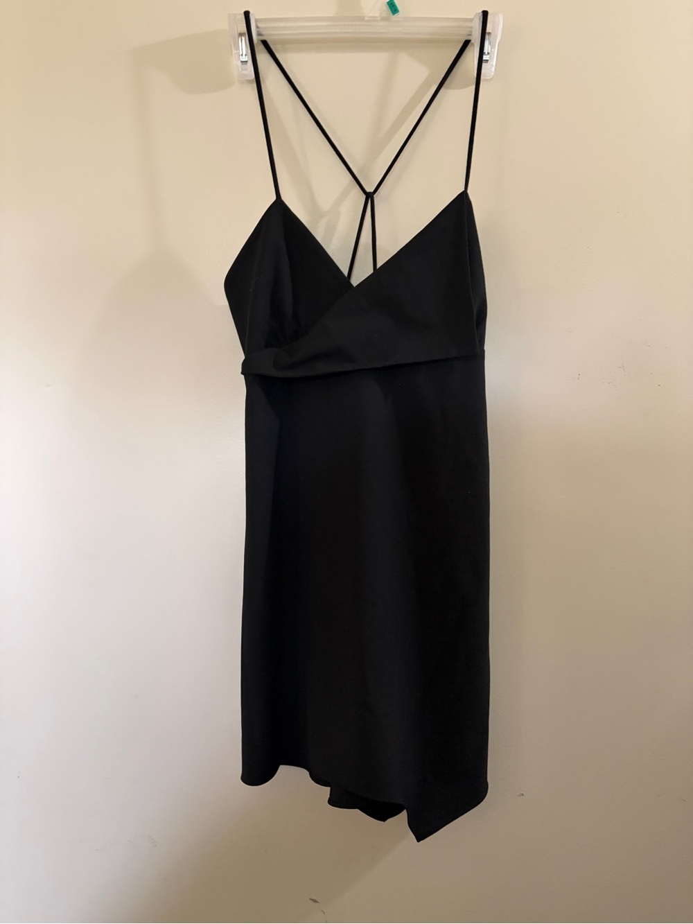 Zara Black Strappy mini dress Surplice V-Neck Asymmetrical Open Back Size Large